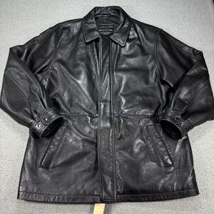 Vintage Baracuta Leather Jacket Mens XL Black Insulated Lined Moores 90s